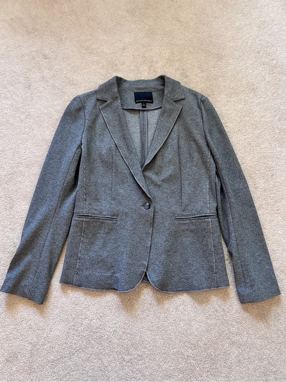 Banana Republic Heather Gray Super Soft Tailored Single-Button Blazer